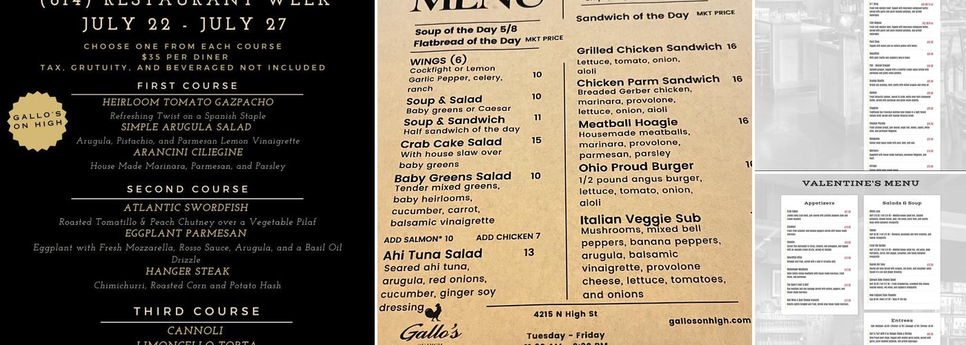 Gallo's on High Menu