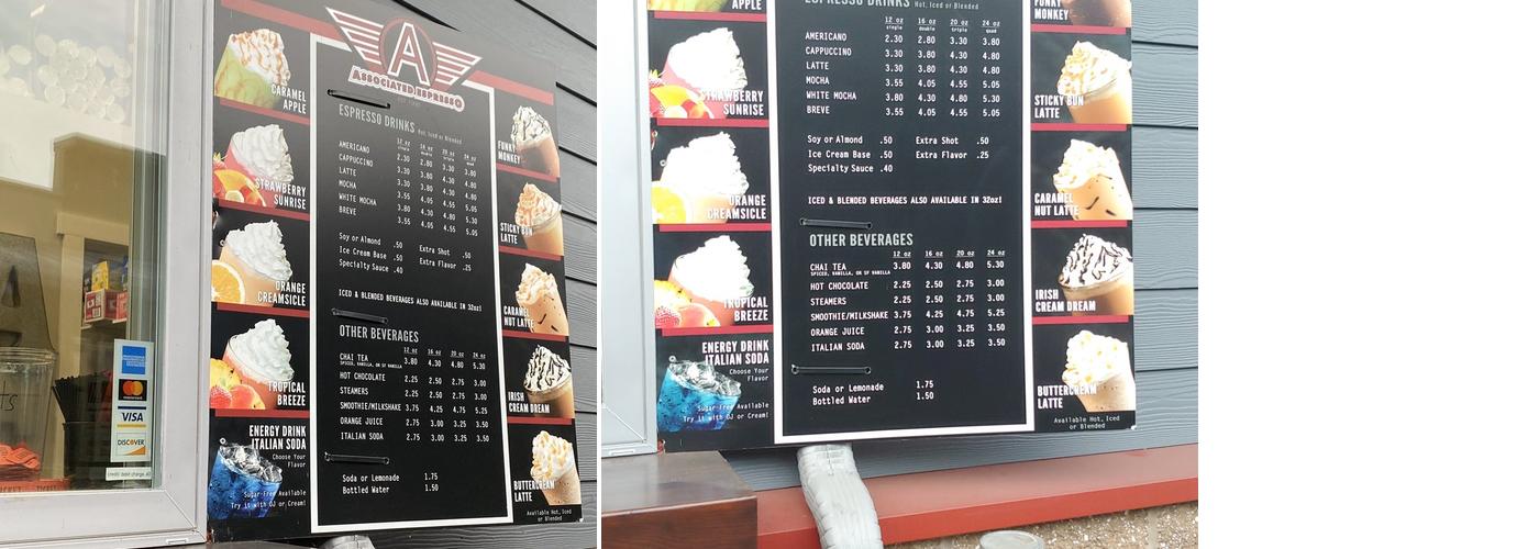 Associated Espresso Menu