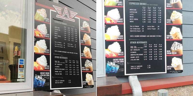 Associated Espresso Menu