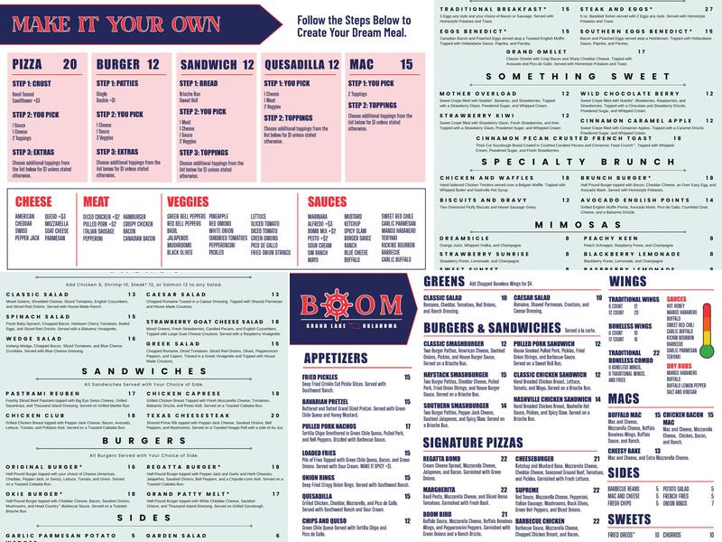 The Regatta on Grand Menu