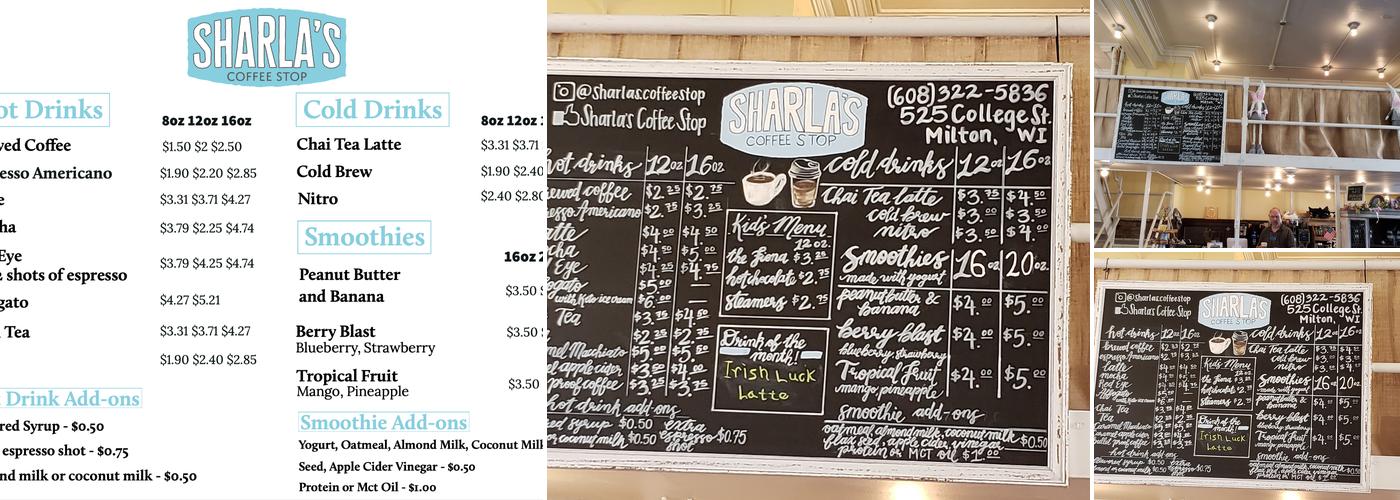 Sharla's Coffee Stop Menu