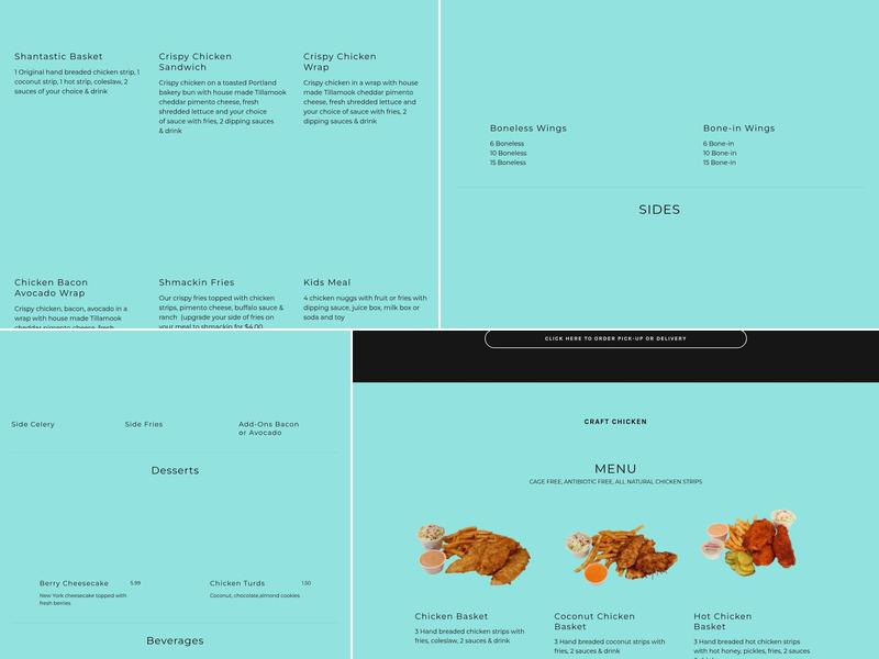 The Chicken Shanty Menu
