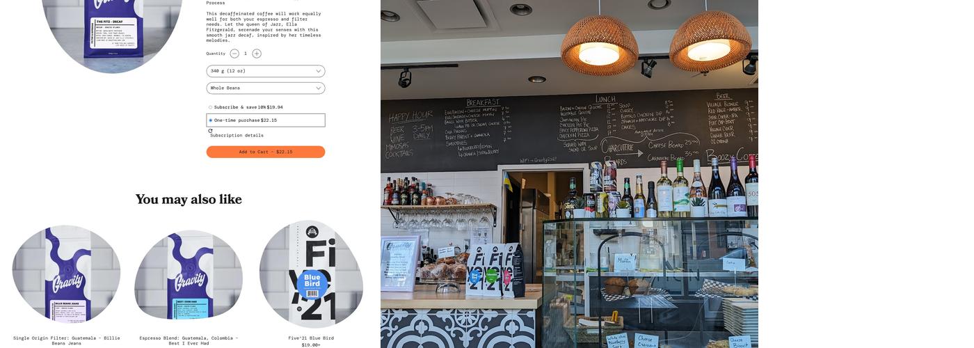 Cafe Gravity Menu