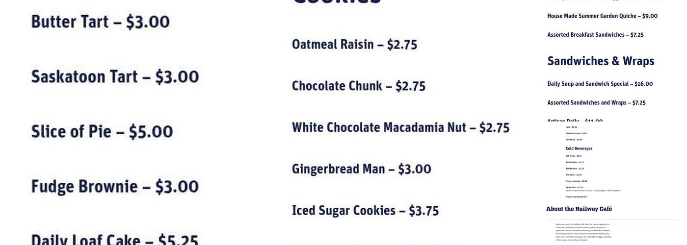 Railway Cafe Menu