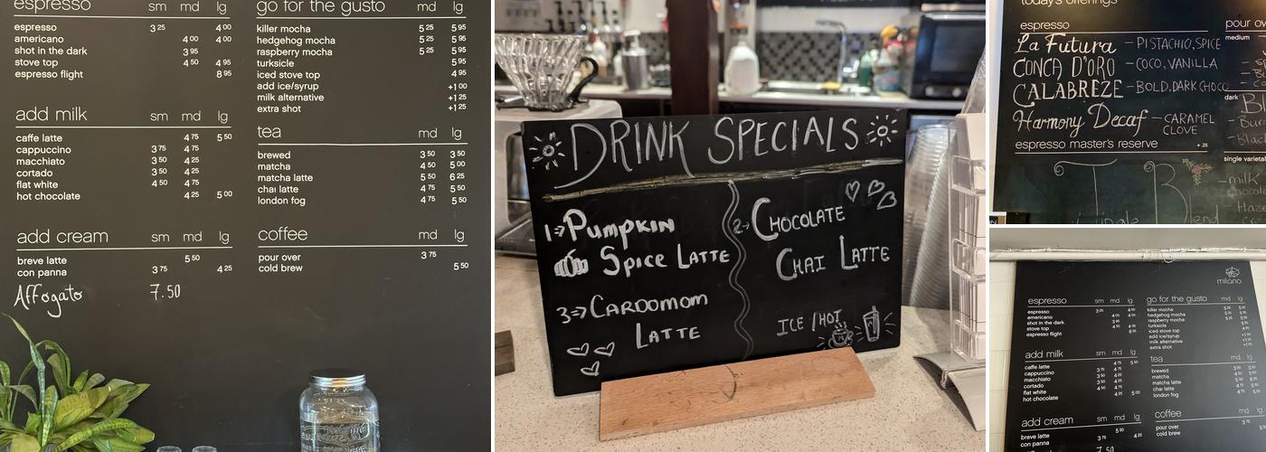 Milano Coffee Roasters Menu