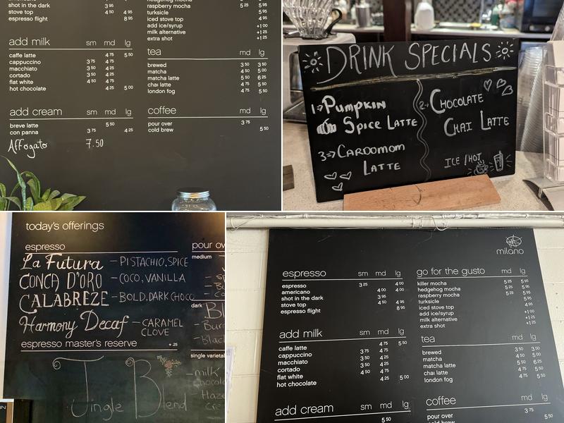 Milano Coffee Roasters Menu
