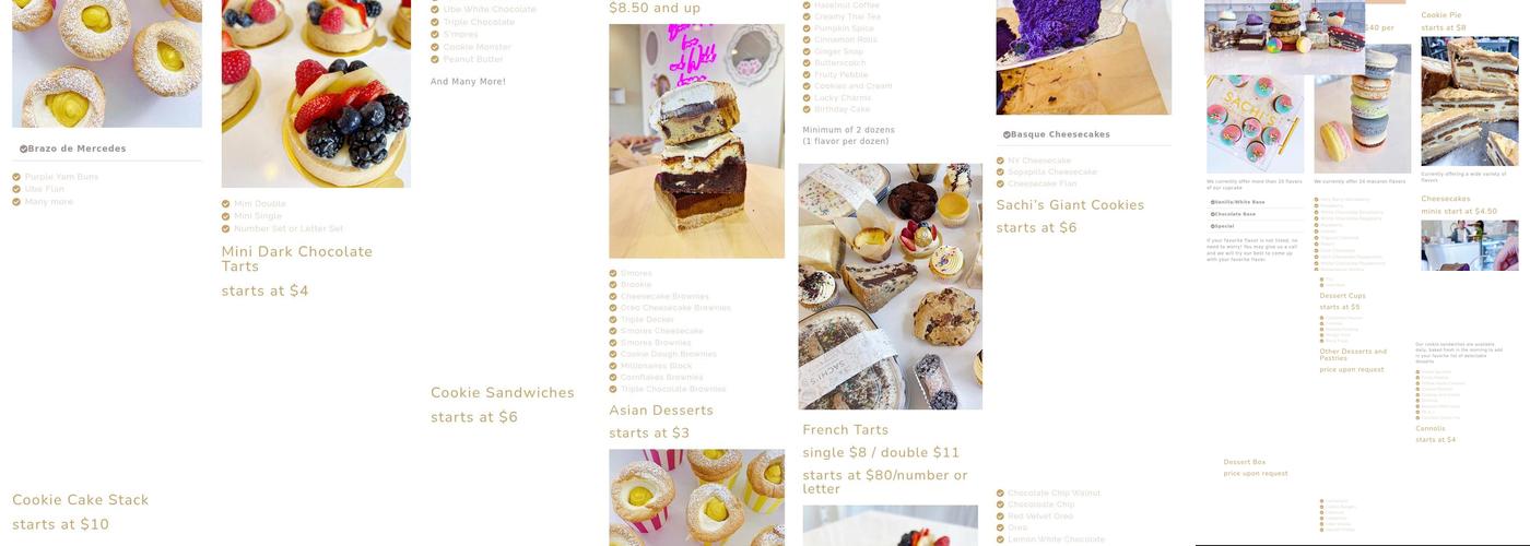 Sachi's Cakes and Desserts Lab Menu