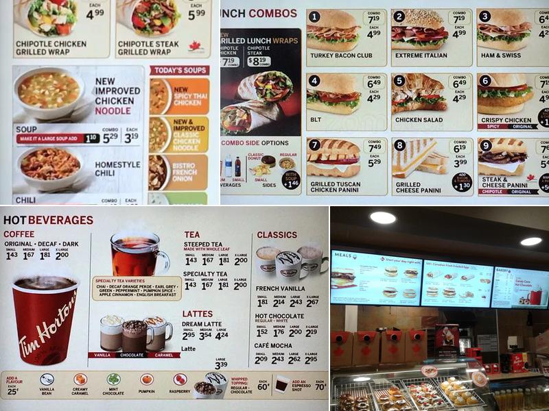 Tim Hortons Menu
