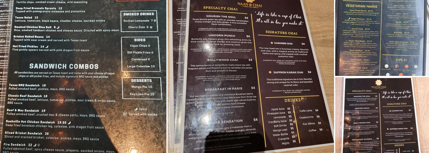 Naan & Chai Menu