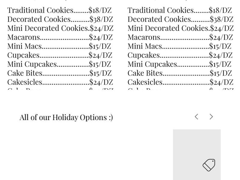 Short & Sweets Bakery Menu