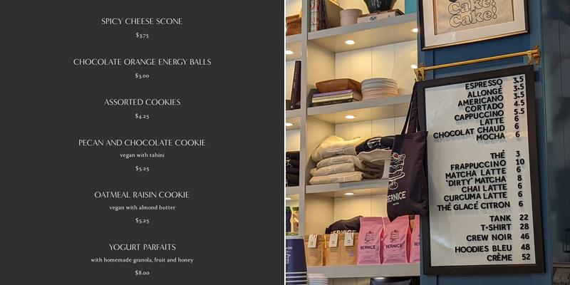 Bernice 🇨🇦 Menu