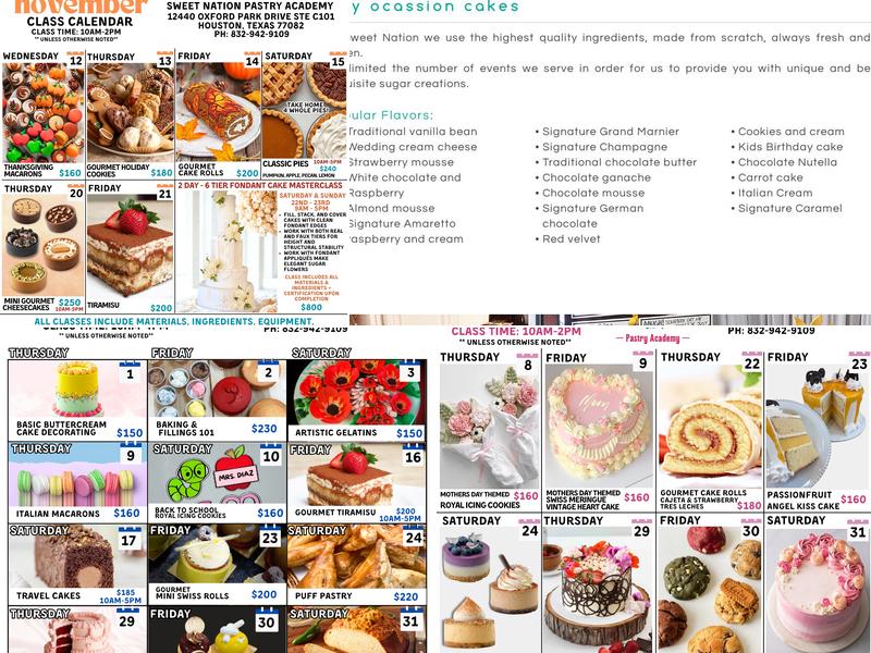 Sweet Nation Co & Pastry Academy Menu