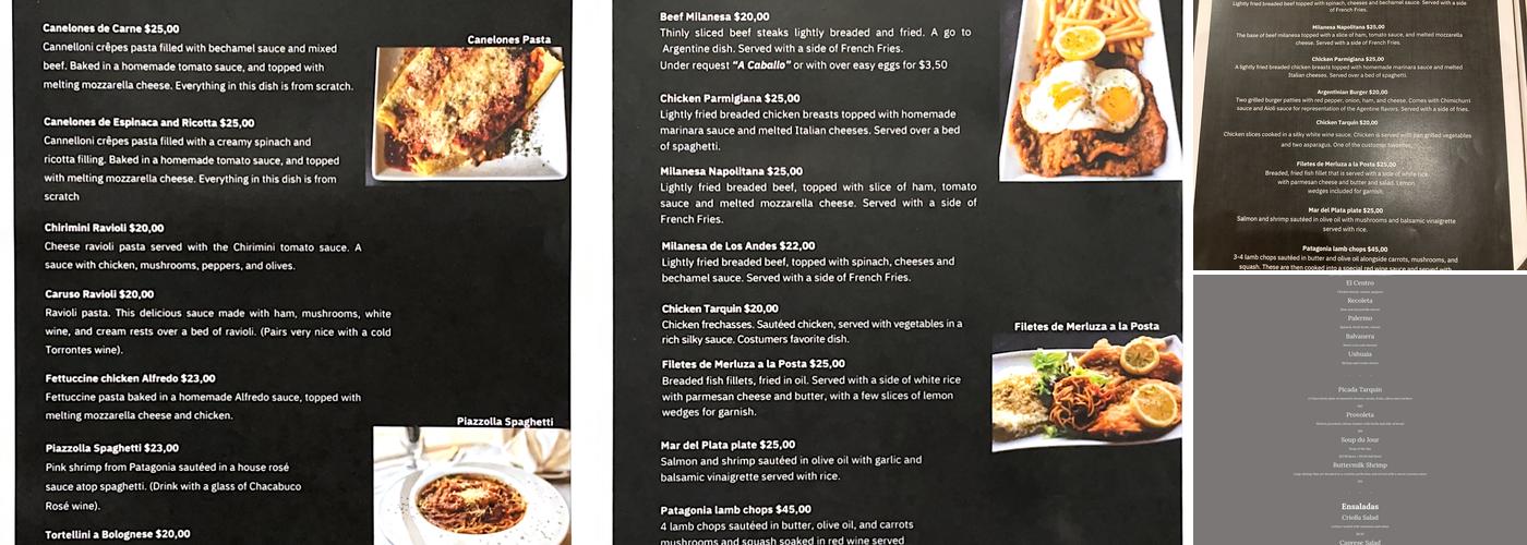 TARQUIN Argentinian Restaurant Menu