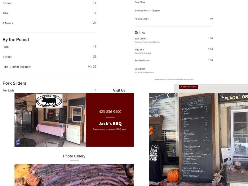 Jack's BBQ Menu