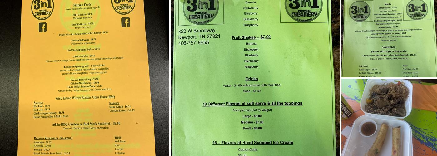 3 in 1 Frozen Creamery Menu