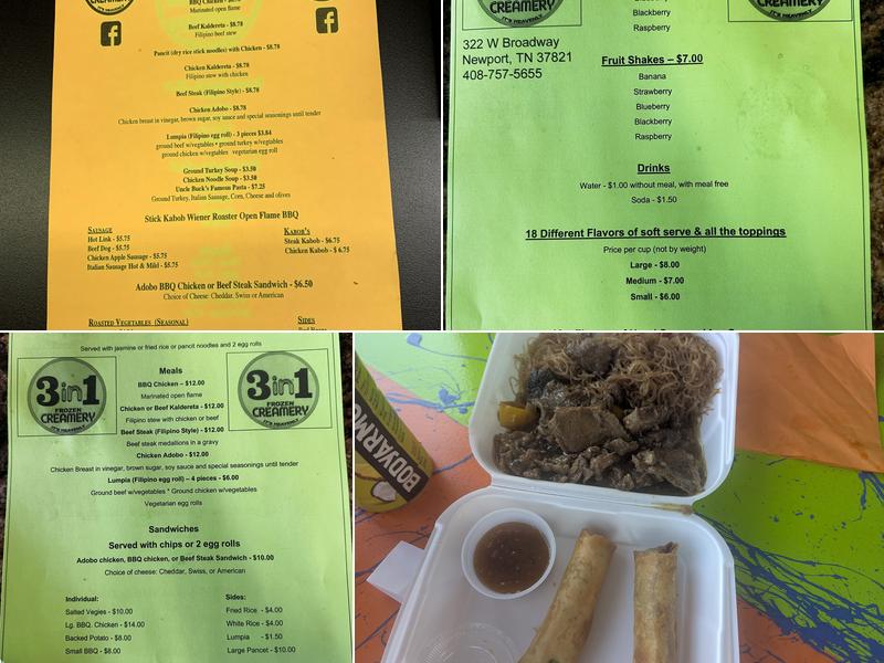 3 in 1 Frozen Creamery Menu