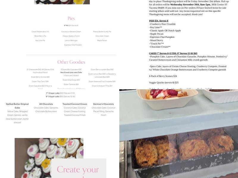 Spilled Butter Desserts Menu