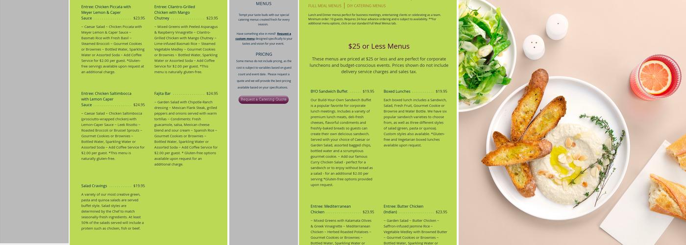 Taste of Amazing Menu