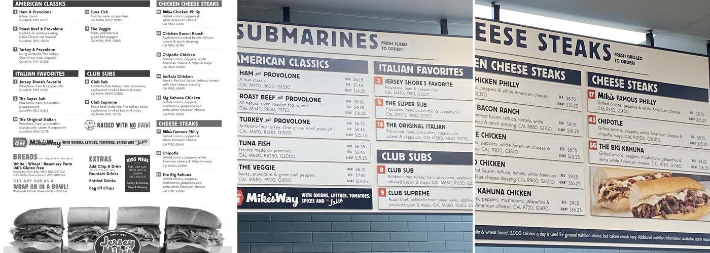 Jersey Mike's Subs Menu