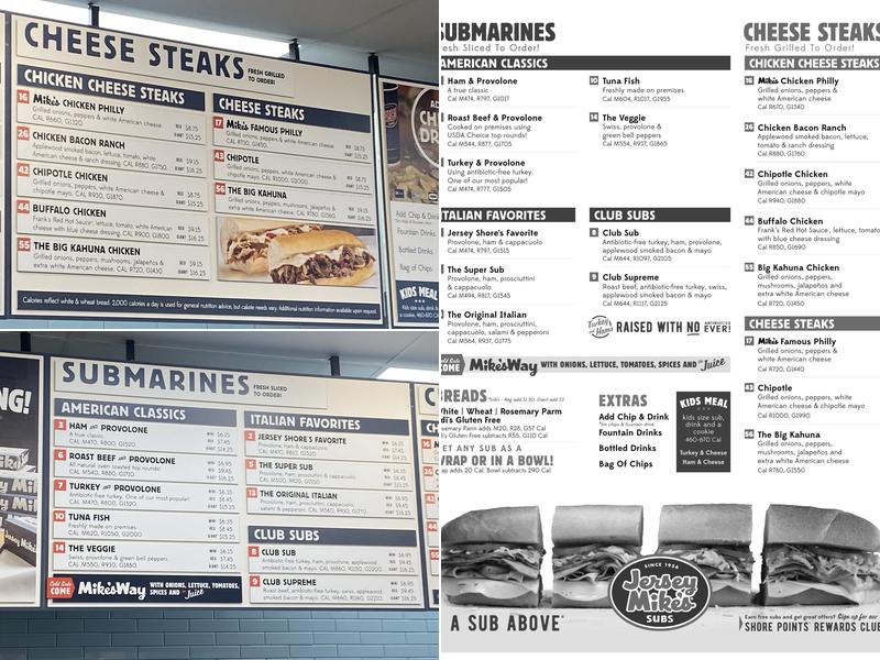 Jersey Mike's Subs Menu