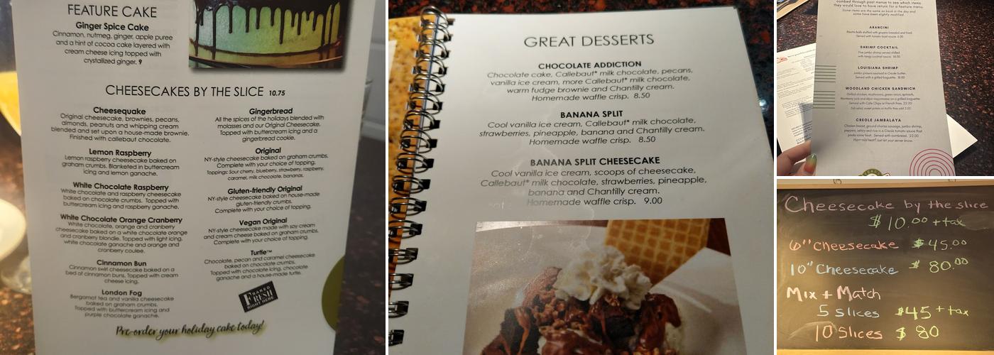 The Cheesecake Cafe Menu