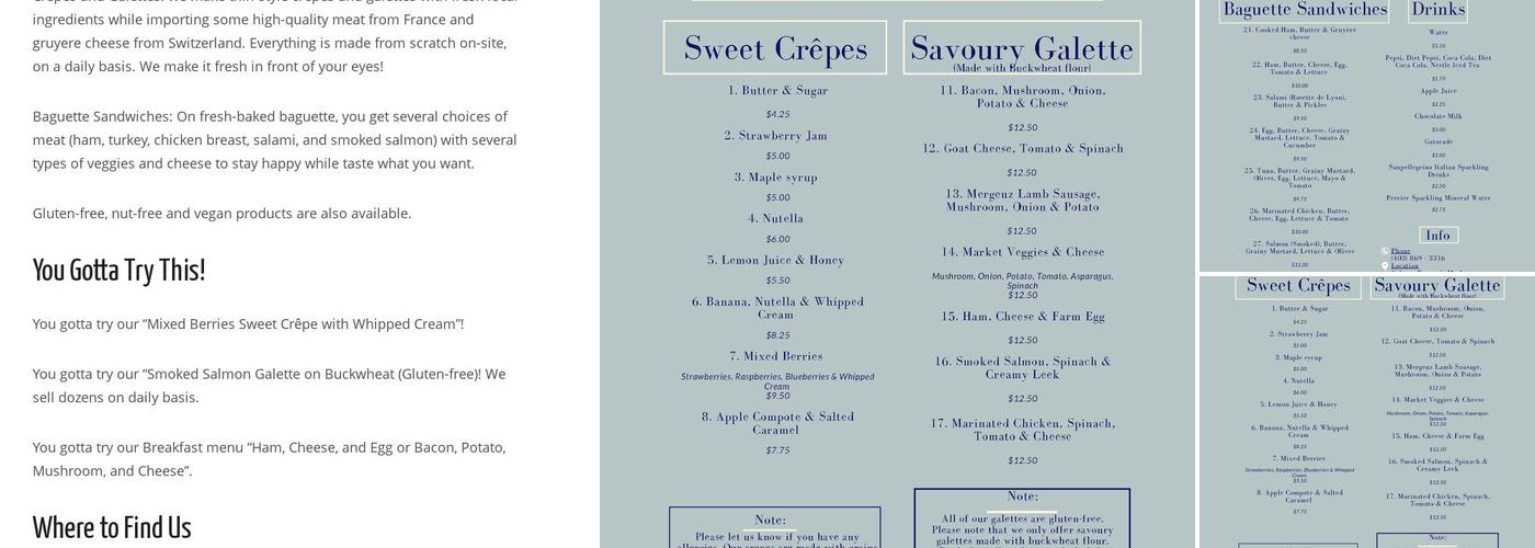 Ma Bonne Crepes & Sandwiches Menu