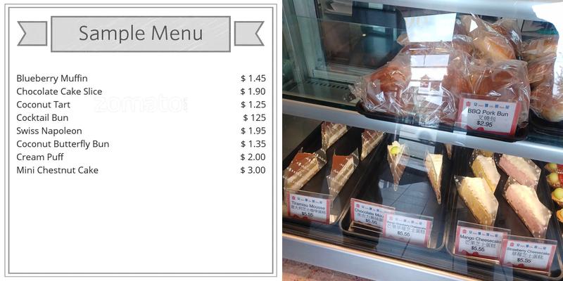 Anna's Cake House Menu