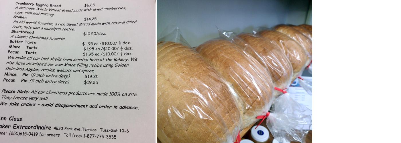 Baker Extraordinaire Menu