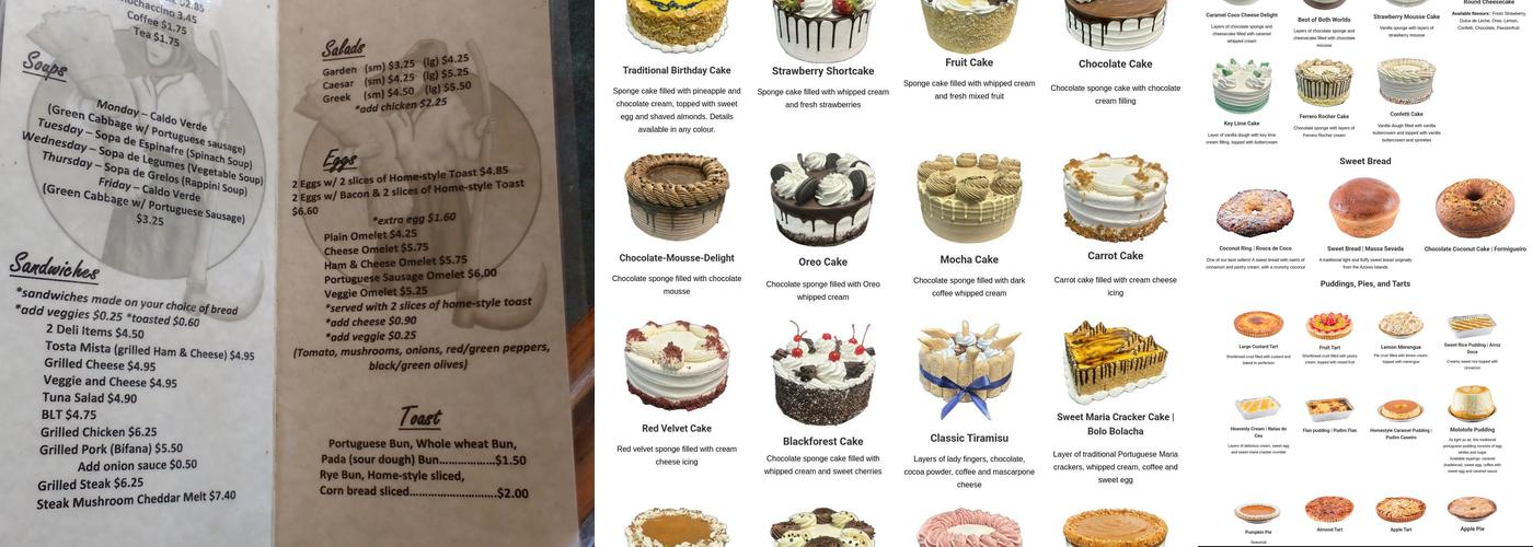 Caldense Bakery Menu