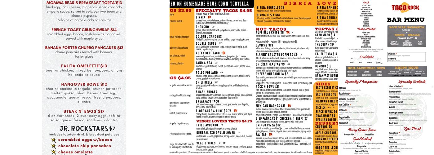 Taco Rock Menu