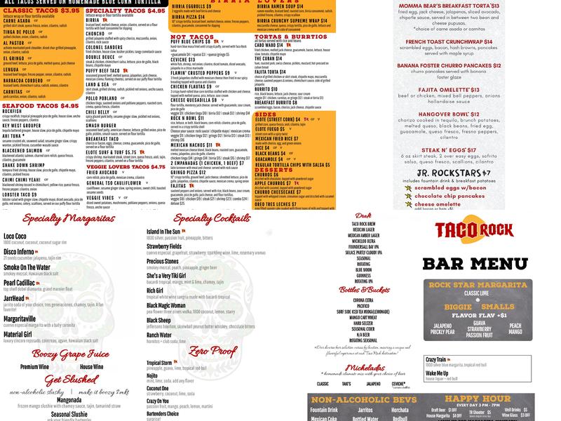 Taco Rock Menu