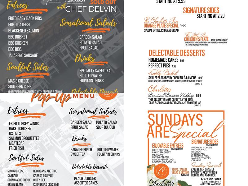 Charlotte's: A Simply Panache Cafeteria Menu