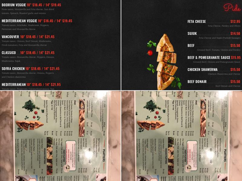 Sofra Mediterranean Kitchen Menu