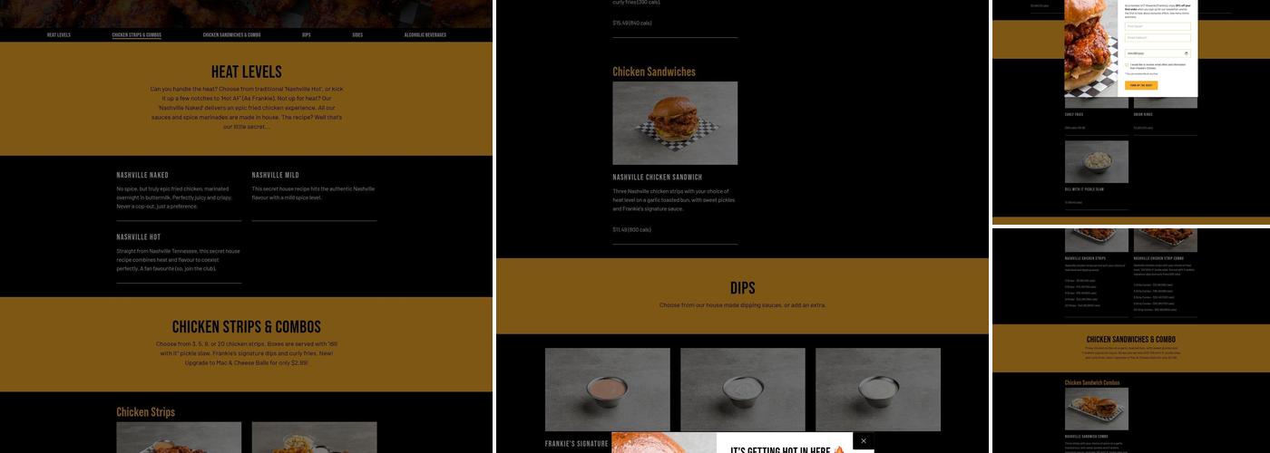 Frankie's Nashville Hot Chicken Menu