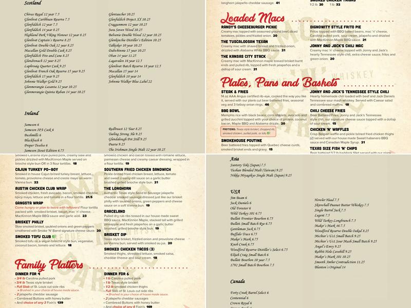 Smoke 'N' Barrel Kingston Menu