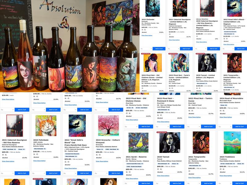 Absolution Cellars Menu