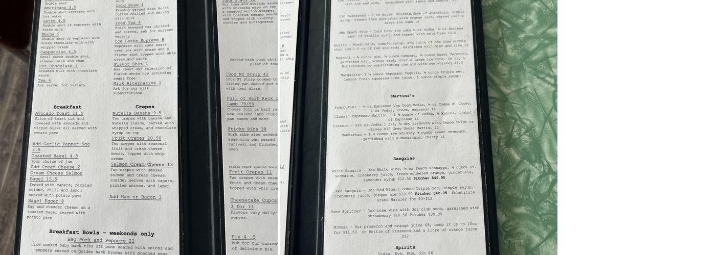 Oda Coffee and Wine Bar Menu