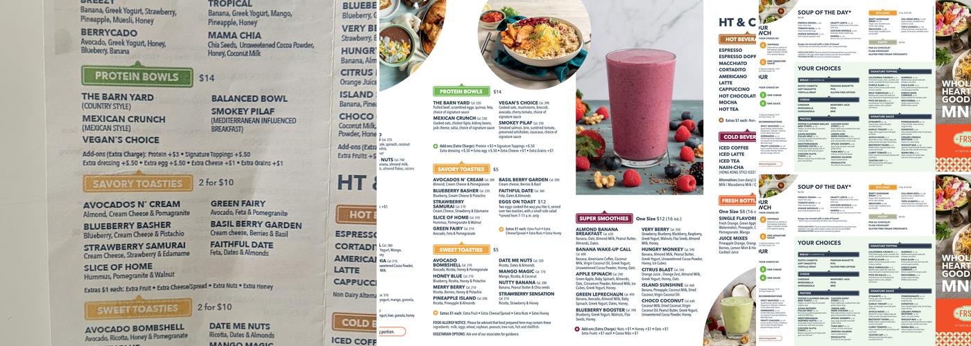 FRSHST Menu