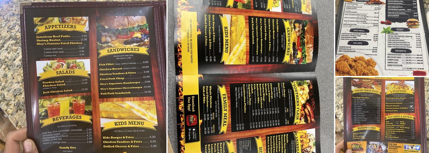 Claude's bbq Menu