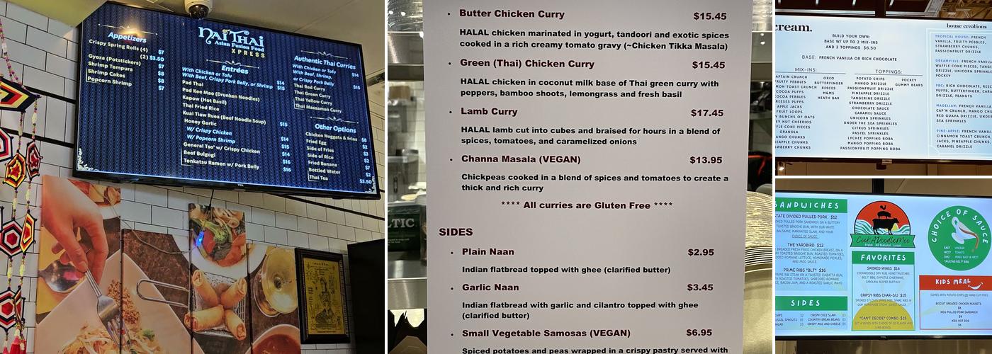 Old North State Food Hall Menu