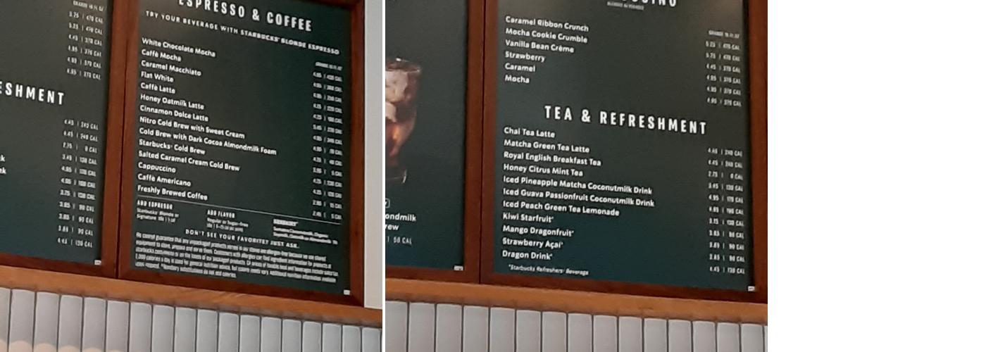 Starbucks Menu