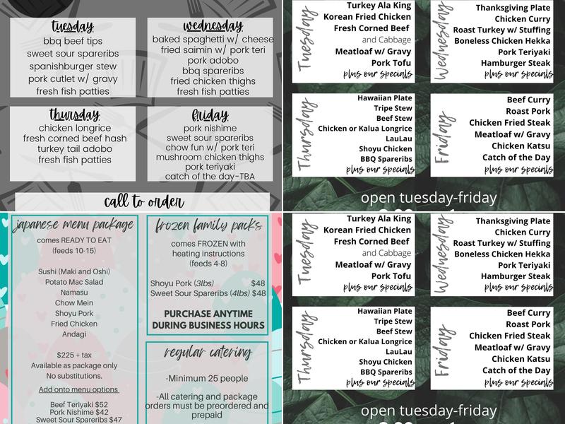 Hongis Lunch Wagon Menu