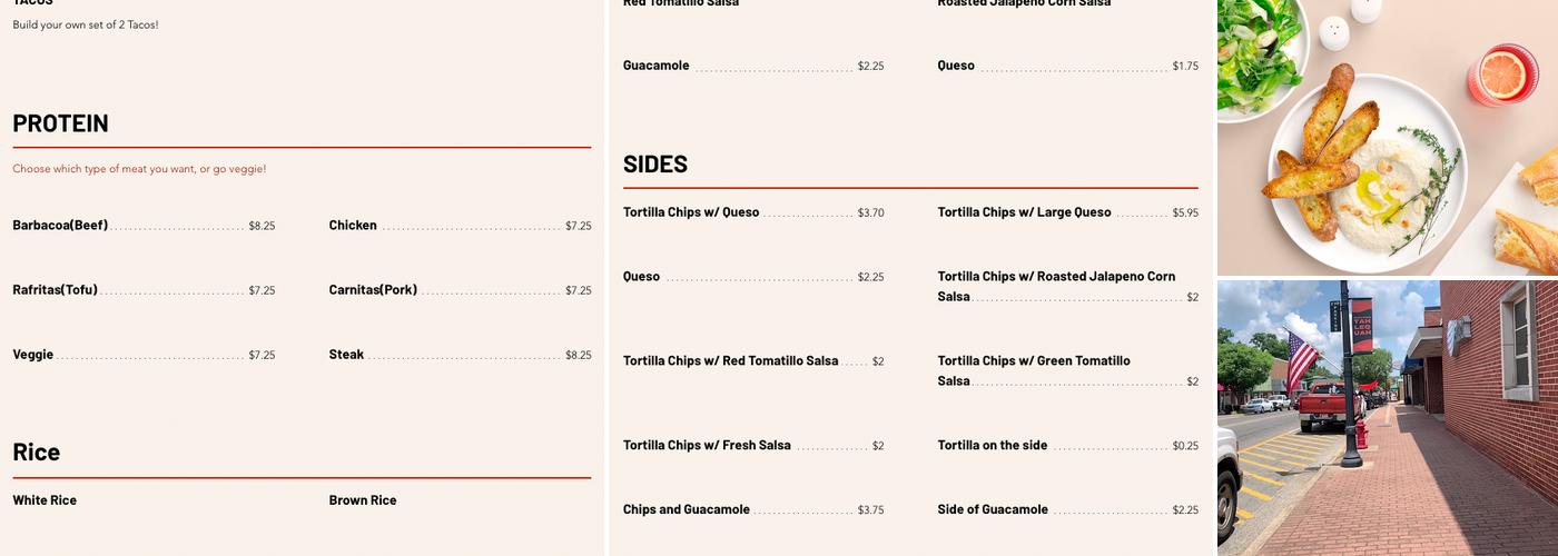 Rafa's Burrito Co. Menu