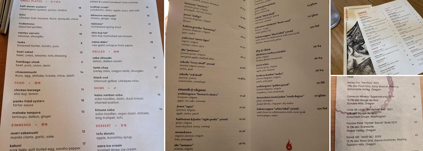 Takibi | Japanese Restaurant Menu