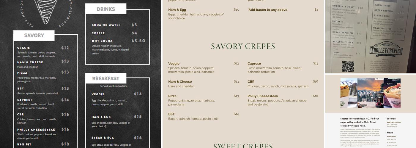 Trolley Crepes Menu