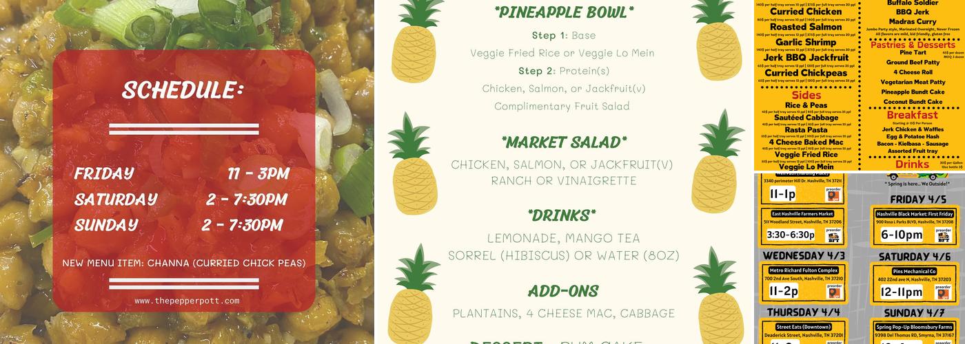 The Pepper Pott Menu
