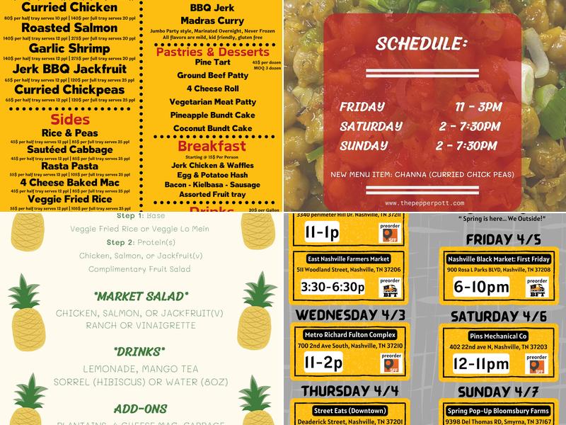 The Pepper Pott Menu
