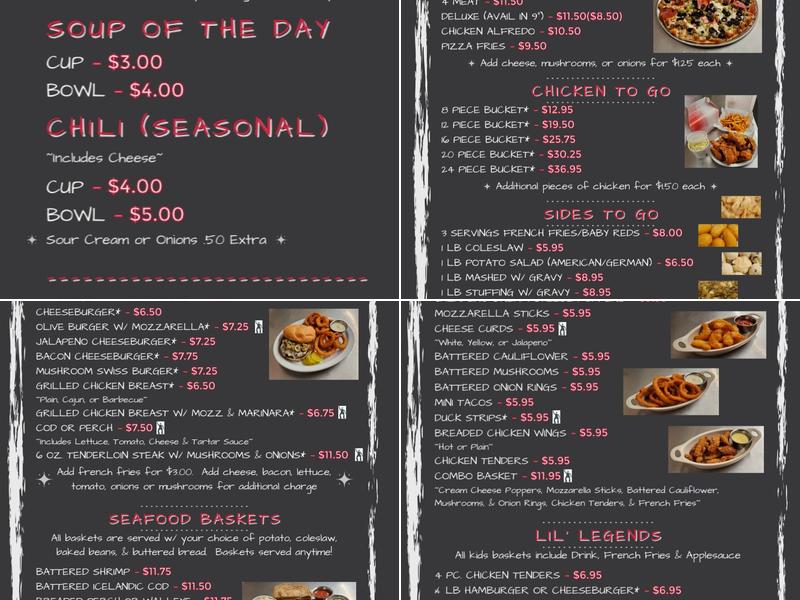 Legends Trailside Menu