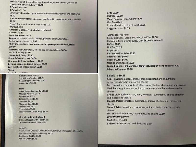 Peggy’s Home Cookin Menu