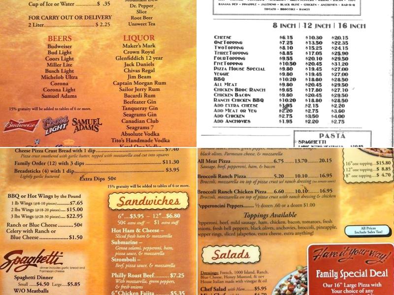 Pipers pizza Menu